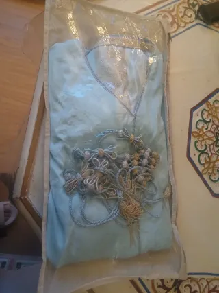 Vestido Marroqui fiesta dorado y azul