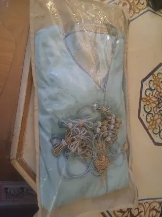 Vestido Marroqui fiesta dorado y azul