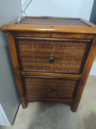 Mesilla de noche bambú 2 cajones