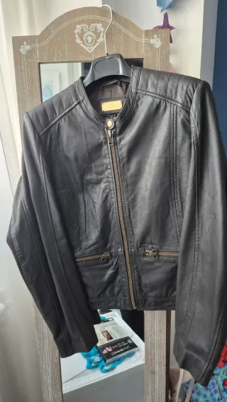 Cazadora Piel Genuina Mango Biker XL