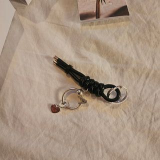 Portachiavi Pandora cordino nero e argento