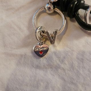 Portachiavi Pandora cordino nero e argento