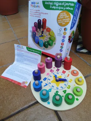 Juguete Montessori Reloj Madera Apilable