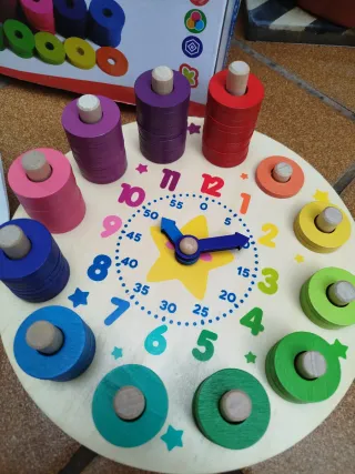 Juguete Montessori Reloj Madera Apilable