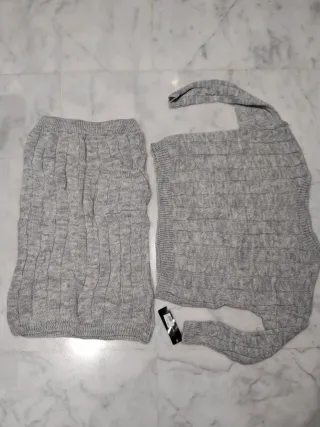 Conjunto de Punto Con Jersey y Falda de Mujer