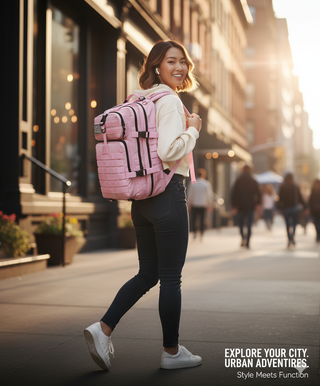 Mochila Táctica Militar 50L Rosa + 2 Parches