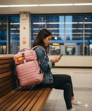 Mochila Táctica Militar 50L Rosa + 2 Parches