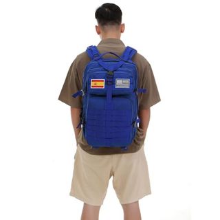 Mochila Táctica Militar 50L Azul + 2 Parches