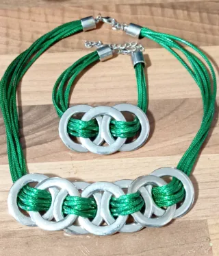 Conjunto Collar y Pulsera Aro Verde