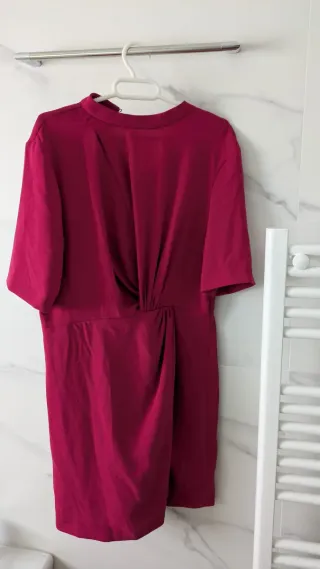 Vestido drapeado fucsia Mango