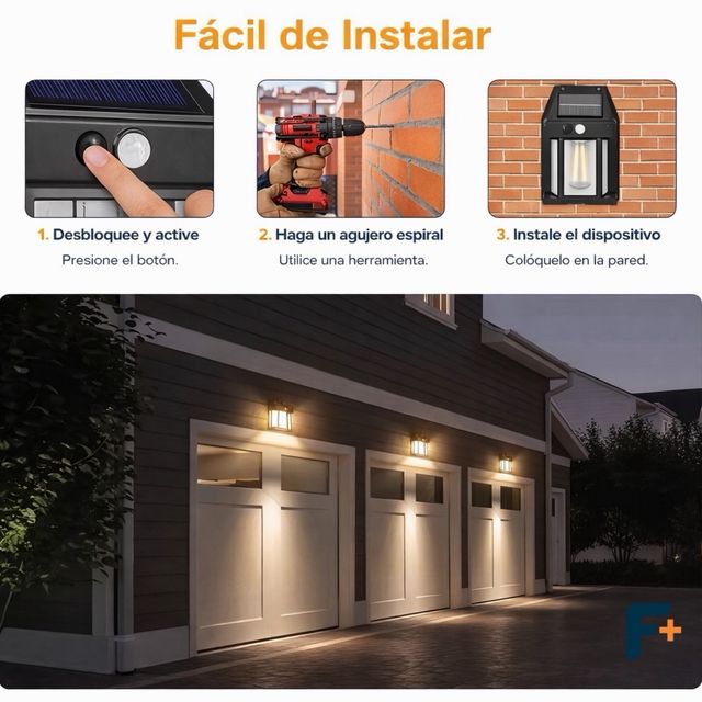 4 Focos Solares Exterior Negro