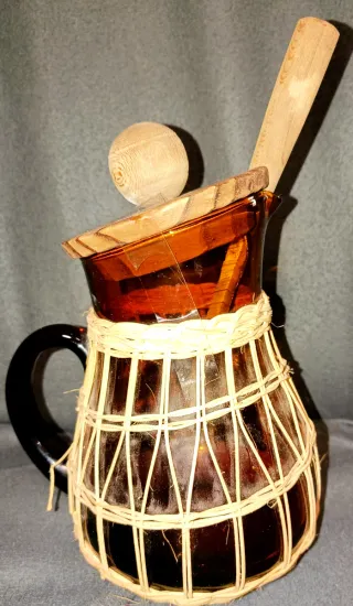 Lote 4 Botellas Cristal Ámbar Vintage Vino/Licor