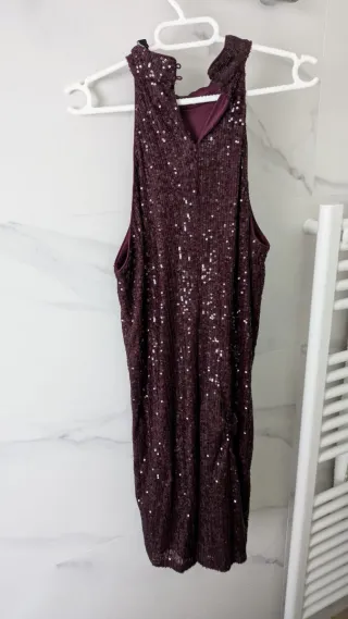 Vestido lentejuelas cuello halter Mango