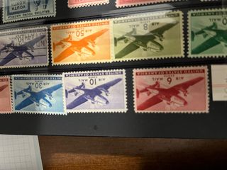 Sellos de correo aéreo antiguos USA avion