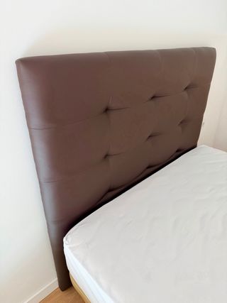 Cabezal Cama Piel Marrón 135cm