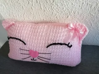 Cojín gato hecho a mano con cremallera