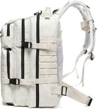 Mochila Táctica Militar 50L Blanca + 2 Parches