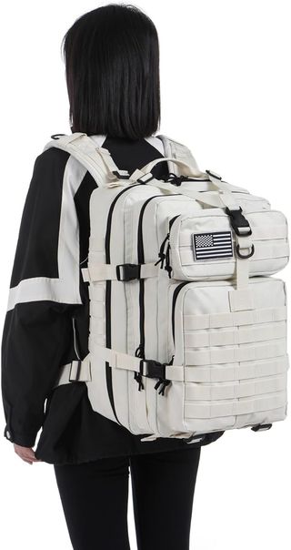 Mochila Táctica Militar 50L Blanca + 2 Parches