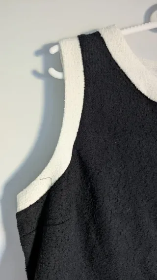 Top Tweed Negro Blanco Mango Talla M