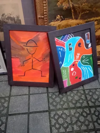 Cuadro al óleo abstracto multicolor