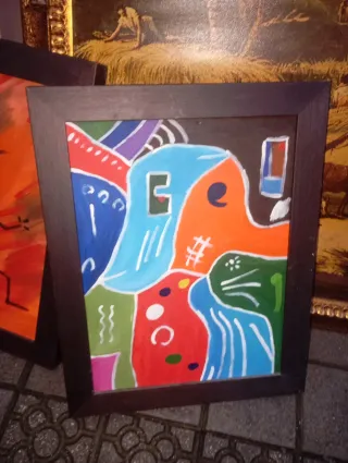 Cuadro al óleo abstracto multicolor