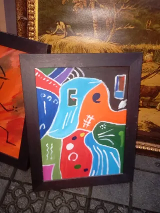 Cuadro al óleo abstracto multicolor