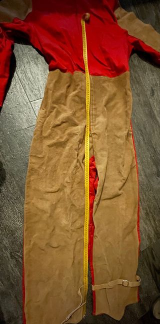 Traje cuero para soldadura, protección resistente.