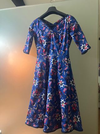 Vestido Estilo Sixties Azul y Rosa