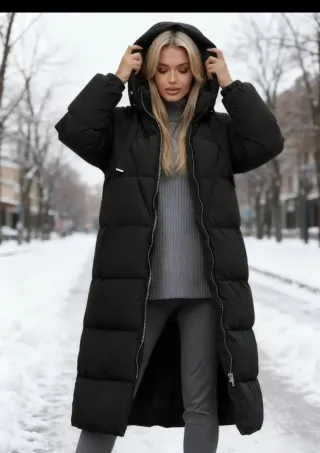 Abrigo acolchado largo negro