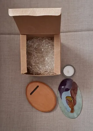 Portacandele in vetro decorato a mano