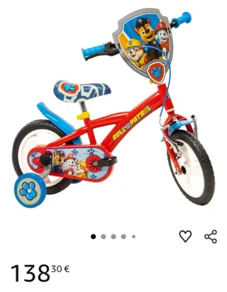 Bicicleta infantil Paw Patrol 3 años
