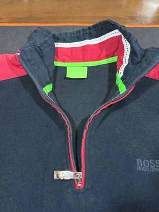 Felpa Hugo Boss zip blu con dettagli rossi