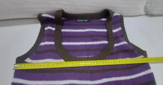 Chaleco de punto rayas morado y marrón Talla S