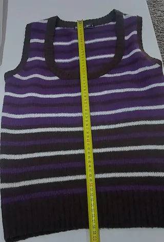 Chaleco de punto rayas morado y marrón Talla S