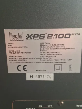 Equipo de música Hercules XPS 2.100