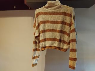 Jersey de rayas beige y naranja