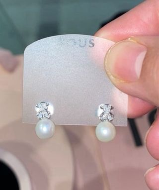 Pendientes Tous Oso Perla y Diamantes Oro