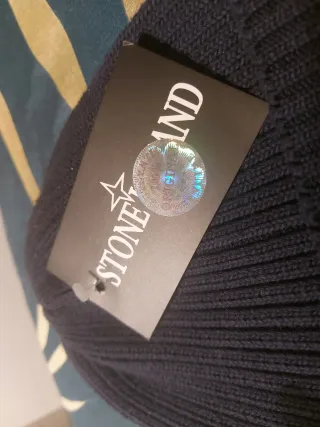 Berretto Stone Island Blu Navy Cotone Nuovo