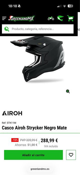 Casco Airoh Strycker Negro Mate talla M