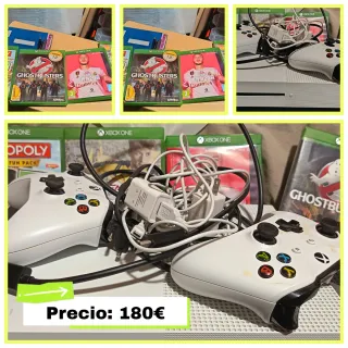 Xbox One Blanca con Mandos y Juegos
