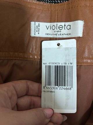 Falda de piel Violeta by Mango