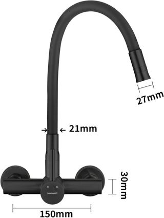 Rubinetto cucina nero a parete