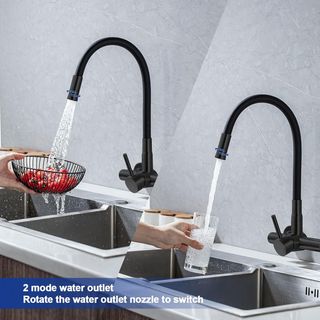 Rubinetto cucina nero a parete