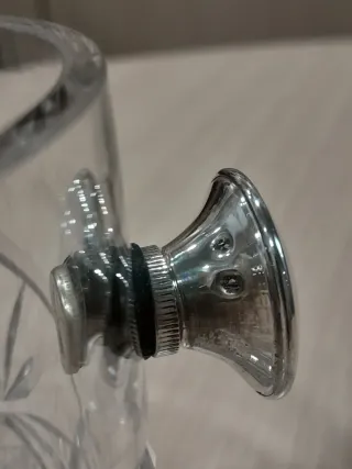 Cubitera Cristal tallado + asas plata Ley