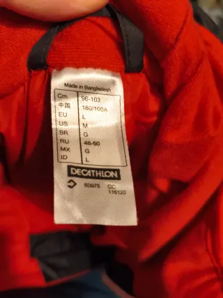 Chaqueta Wedze Talla L Negra y Roja