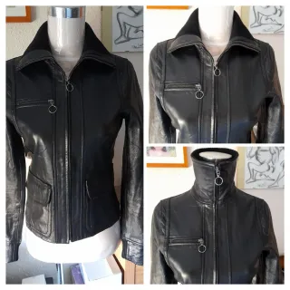 Chaqueta Biker 100% Cuero Mujer Mango S o 36.