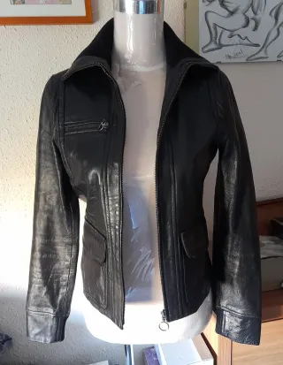 Chaqueta Biker 100% Cuero Mujer Mango S o 36.