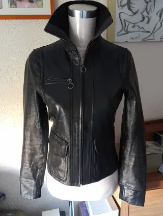 Chaqueta Biker 100% Cuero Mujer Mango S o 36.