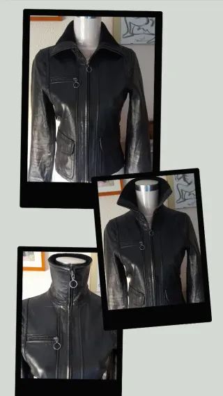 Chaqueta Biker 100% Cuero Mujer Mango S o 36.