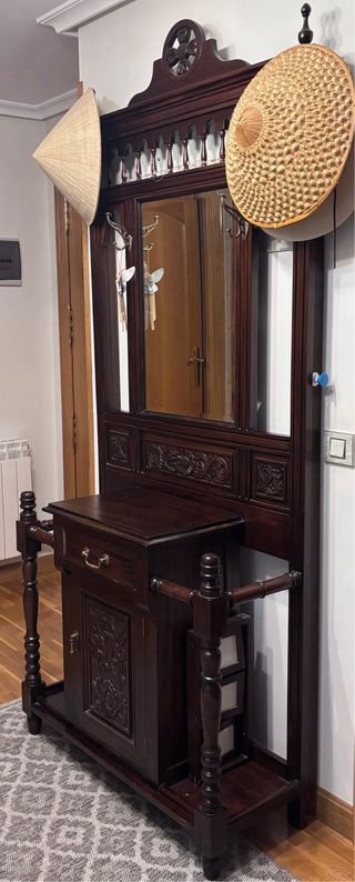 Mueble recibidor caoba keen réplicas tallado